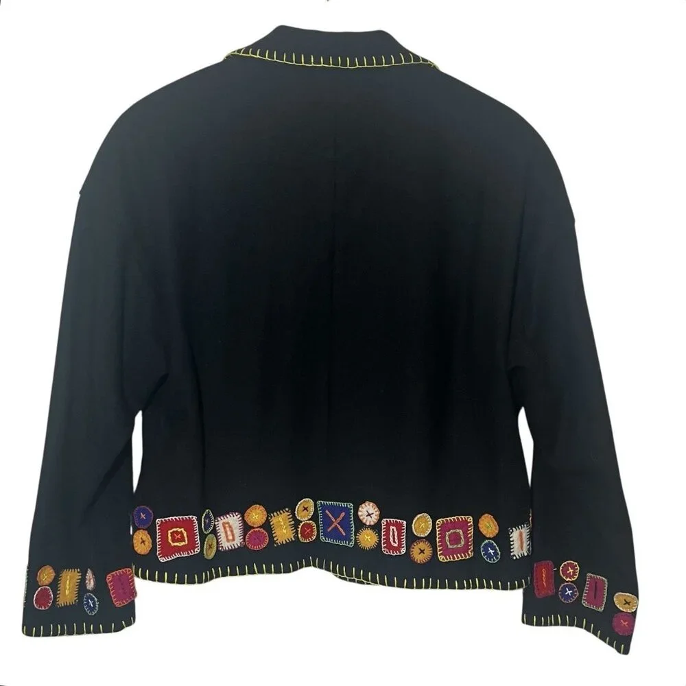 Breeches Women’s Wool Blend Vintage Jackets Médium Size Black Embroidery - Picture 2 of 10